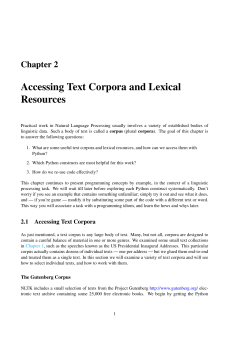 Accessing Text Corpora and Lexical Resources