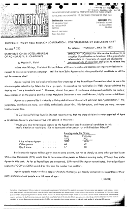 05/18/1972 || Sharp Division In Voter Appraisal Of Agnew As V.P.