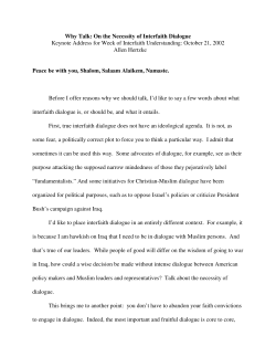 Why Talk: On the Necessity of Interfaith Dialogue Keynote Address