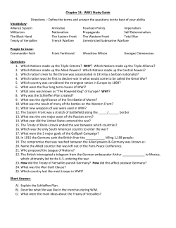 Chapter 13: WW1 Study Guide Directions &ndash; Define the terms and