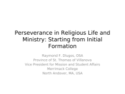 Perseverance in Religious Life and Ministry