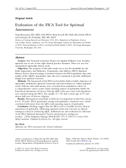 Evaluation of the FICA Tool for Spiritual Assessment - COH