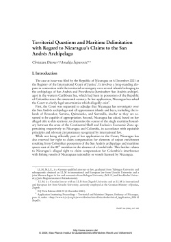 Territorial Questions and Maritime Delimitation with Regard
