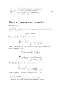 Mihály Bencze :: About a trigonometrical inequality