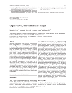 Organ donation, transplantation and religion