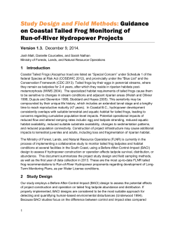 Study Design and Field Methods: Guidance on Coastal Tailed Frog