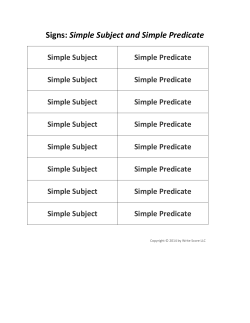 Signs: Simple Subject and Simple Predicate