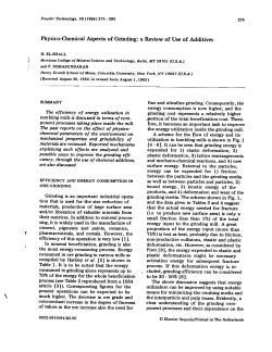 Physico-Chemical Aspects of Grinding: a Review of Use of Additives