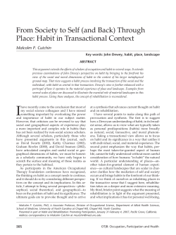 From Society to Self (and Back) Through Place: Habit in