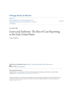 Genre and Authority: The Rise of Case Reporting in the Early United