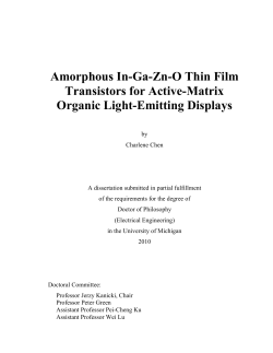 Amorphous In-Ga-Zn-O Thin Film Transistors for Active