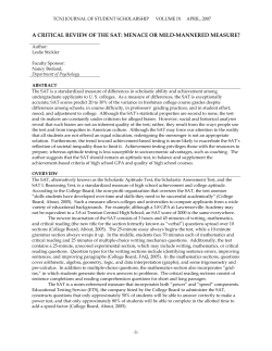 A Critical Review of the SAT - Journal of Student Scholarhip