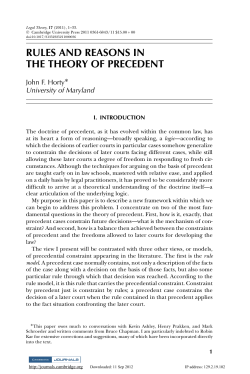 rules and reasons in the theory of precedent - UMIACS