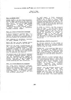 Interfacing SYSTEM 2000&middot; DBMS with Fourth Generation