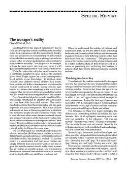 SPECIAL REPORT The teenager`s reality