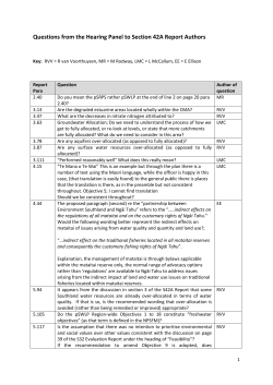 Questions from the Hearing Panel to Section 42A Report Authors
