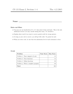 CS 115 Exam 2, Sections 1&ndash;4 Thu. 4/2/2015