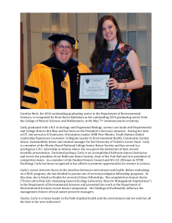 Caroline Beck, the 2016 outstanding graduating senior in the