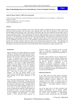 Ideas Underpinning Success in an Introductory Course in Organic