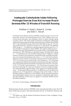 Inadequate Carbohydrate Intake Following Prolonged