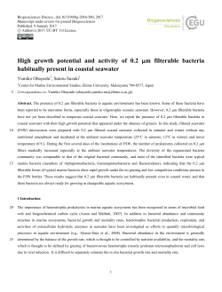 High growth potential and activity of 0.2 &mu;m filterable bacteria