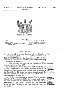 11 GEO VI 1947 No 38 Statute of Westminster Adoption