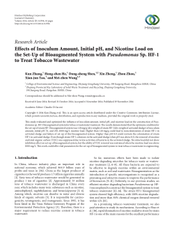 Effects of Inoculum Amount, Initial pH, and Nicotine Load on the Set