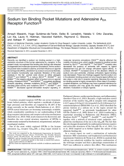Sodium Ion Binding Pocket Mutations and Adenosine A2A Receptor
