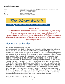 The NewsWatch Wake Up America Seminars * * February 3, 2017