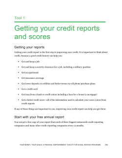 Getting your Credit Reports and Scores
