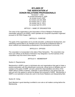 bylaws of the - Association of Donor Relations Professionals