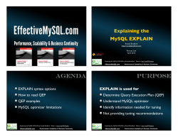 Explaining The MySQL EXPLAIN
