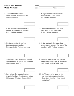 Sum of Two Number Word Problems
