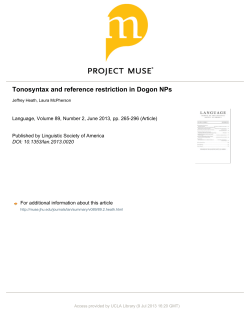 Tonosyntax and reference restriction in Dogon NPs