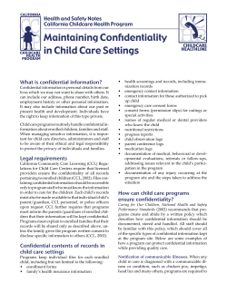 Maintaining Confidentiality in Child Care Settings