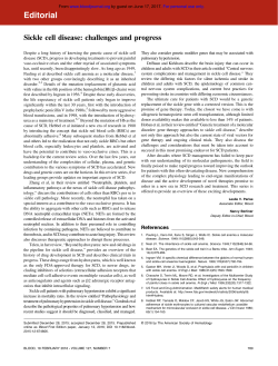 Sickle cell disease: challenges and progress