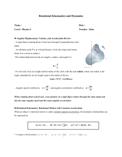 Rotational Kinematics and Dynamics