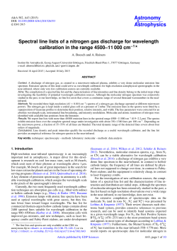 Spectral line lists of a nitrogen gas discharge for wavelength