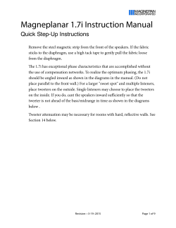 Magneplanar 1.7i Instruction Manual