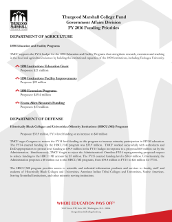 TMCF FY 2016 Funding Request Summary