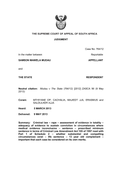 THE SUPREME COURT OF APPEAL OF SOUTH AFRICA