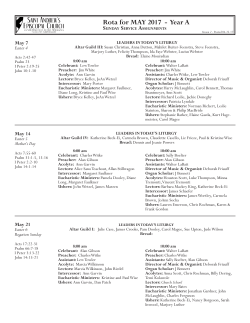 Rota for MAY 2017 - Year A SUNDAY SERVICE ASSIGNMENTS