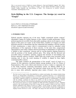 Style-Shifting in the U.S. Congress: The foreign (a) vowel in “Iraq(i)”