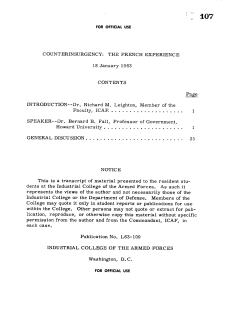 COUNTERINSURGENCY: THE FRENCH EXPERIENCE 18 January