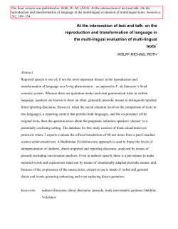 At the intersection of text and talk: on the reproduction and