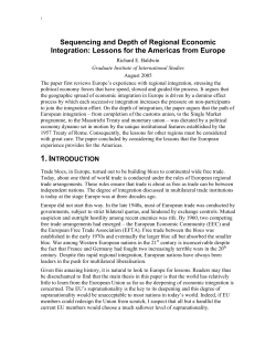 Sequencing and Depth of Regional Economic Integration: Lessons
