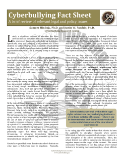 Cyberbullying Fact Sheet - Ohio Department of Education