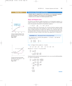 Section 10.3 Parametric Equations and Calculus Slope and Tangent