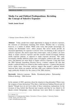 Media Use and Political Predispositions: Revisiting the Concept of