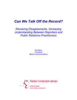 Can We Talk Off the Record?